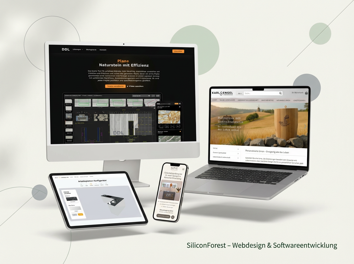 Webdesign-Beispiel: Moderne, responsive Website auf verschiedenen Geräten