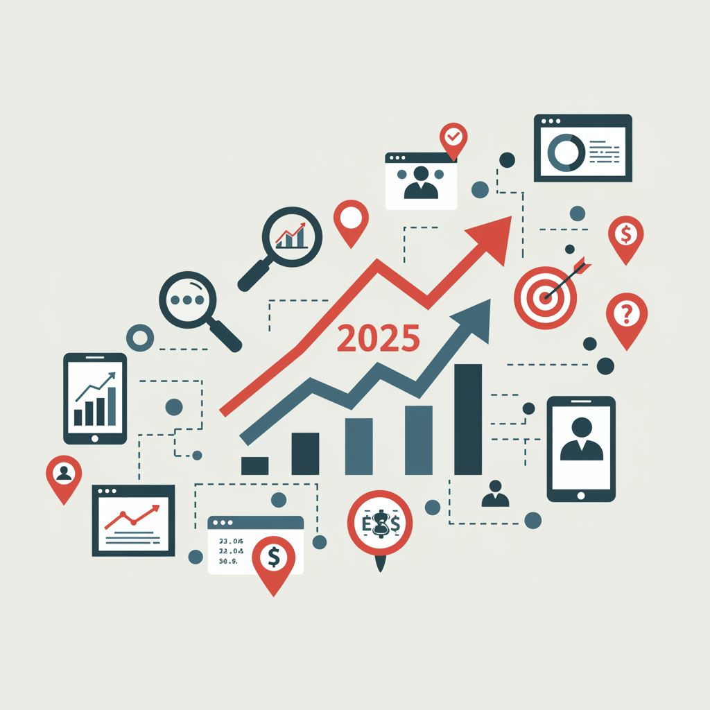 Grafik einer KI, die SEO-Daten analysiert - KI und SEO 2025